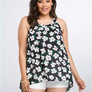 Torrid Black and White Asymmetrical Tank Top